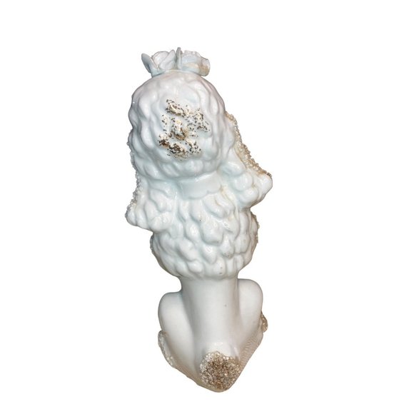 Vintage ceramic White Poodle Spaghetti Trim glitter - Picture 7 of 14